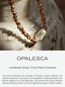 Opalesca 1枚时尚欧美几何方形开口巴洛克风格人造珍珠戒指，高端个性化奢华巴洛克几何戒指，适合搭配服饰，展现古朴典雅气质，是婚礼/新娘配饰、西式珠宝、仙女风/精灵风、珍珠、秋冬款等多种风格的理想之选。 - 金黃色 - 查看 7