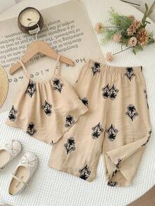 LMoss Kids Bộ áo thun không tay dáng casual mùa hè cho bé gái, chất liệu vintage. - Nhiều màu - Xem 3
