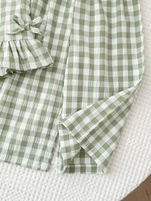 LMoss Kids LMoss   Baby Girl Plaid Ruffle Trim Camisole And Pants Set - Green - View 3