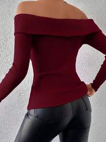 EURMUSE Conjunto de 2 piezas de tops casuales de algodón de unicolor con hombros descubiertos, negro y rojo - Multicolor - Ver 2