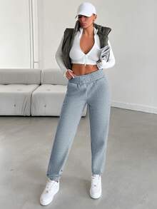 EURMUSE 100%Cotton Solid Elastic Waist Sweatpants