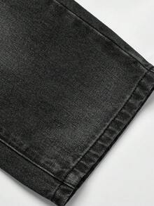 SHEIN Baby Boy Pocket Elastic Waist Casual Everyday Wear Wide Leg Jeans - Black - View 4