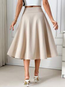 EURMUSE Saia feminina, primavera, branca, evasê - Branco - Ver 3