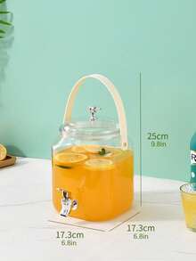 1 Set, Summer Household Cold Water Pitcher, With Faucet, Large Capacity, Refrigerator, Cold Water Pitcher, Fruit Tea Pitcher, Household Water And Beverage Container, Ice Water Cup For Juice. - Transparent - View 12