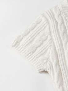 INAWLY 性感V领白色短袖修身针织上衣 - 白色 - 查看 6