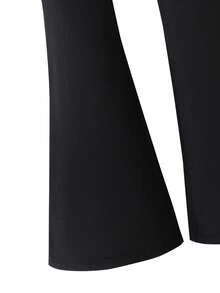 SHEIN 少女半拉链连体衣黑色喇叭裤，返校季，休闲外出 - 黑色 - 查看 7