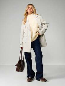 MISSGUIDED Manteau trench classique à double boutonnage avec ceinture et larges revers pour la tenue extérieure d'automne et d'hiver - Kaki - Voir 3