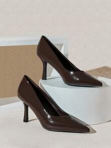 SHUZIA 女士经典优雅尖头细高跟鞋 - 巧克力棕 - 查看 7