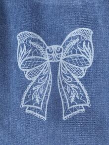 Sparklyn 2件套：少女休闲宽松蝴蝶印花卫衣和粉色水洗宽松蝴蝶刺绣直筒牛仔裤 - 酒紅色 - 查看 6