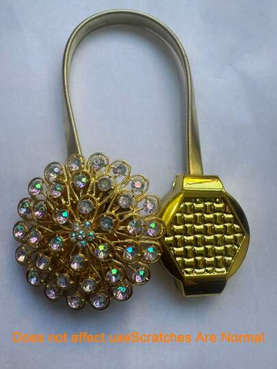 1pc/2Pcs Crystal 3D Auto-Absorbing Curtain Ties, Noble And Fashionable Crystal Curtain Clips, Decorative Home Curtain Buckles, Used For Fixing Curtains, Curtain Straps, For Bedroom And Living Room Home Decoration, Drill-Free Magnetic Curtain Ties, Minimalist Curtain Clips