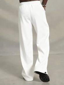 PAVTROS Pantalones de chándal con bordado de estilo casual y urbano para hombres jóvenes - Blanco - Ver 2