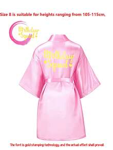 1pc Girls Birthday Bathrobe, Thin Dressing Gown, Pajamas, Nightdress, Wedding, Birthday, Gift, Vacation, Party - Pink - View 9