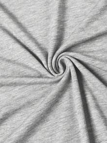 Resyla Kaos Wanita Kasual Warna Blok Leher Bulat Lengan Pendek, Musim Panas - Light Grey - View 3