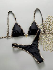 Swim Vcay 2件套女士夏季随机印花吊带细肩带金属装饰性感比基尼套装 - 彩色 - 查看 3