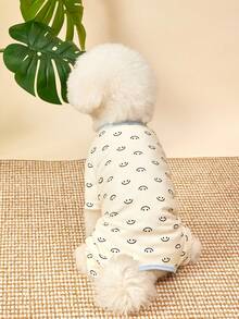 PETSIN 1 Pc Pet Cat Dog Universal Cute Apricot Smile Pattern Printed Elastic Knitted Comfortable Soft Dog Four Leg Clothing Belly Protection - smiley face - View 5