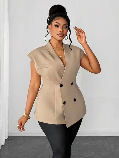 Maweii Plus Size Pendlare Snygg Elegant Mångsidig Elegant Kontorsblazer