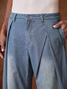 AKNOTIC Men's Woven Casual Loose Straight Leg Pants, Fashionable Daily Wear - Navy Blue - View 1