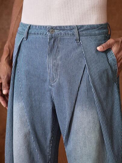 AKNOTIC Men's Woven Casual Loose Straight Leg Pants, Fashionable Daily Wear