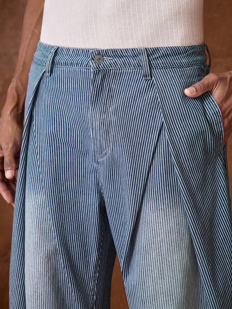 Men's Woven Casual Loose Straight Leg Pants, Fashionable Daily Wear