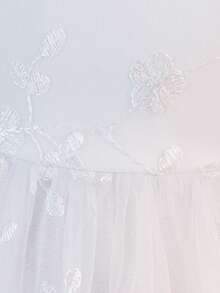 Babygirl Elegant Cute Embroidered Mesh Short Sleeve Princess Dress - White - View 5