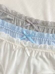 6件套少女简约时尚白色、灰色、蓝色内衣套装 - 彩色 - 查看 5