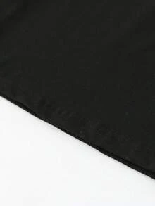 SHEIN 情人节少女休闲时尚创意个性清新优雅简约粉色67号爱心蝴蝶结星星图案印花舒适基础款短款T恤，适合情人节女孩氛围上衣，8岁女孩图案T恤，女孩数字T恤 - 黑色 - 查看 8