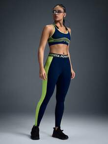 Powerista Women's Line Print Casual Daily Fitness Yoga Sports Bra - Blue - View 6