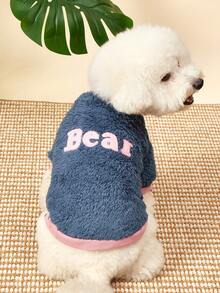 PETSIN 1 pieza Abrigo/Chaqueta azul redonda de doble cara, suave y cómoda, con bordado dulce y lindo para mascotas, perros y gatos - Azul - Ver 10