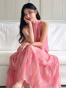 DAZY 女士无袖宽松粉色优雅中长连衣裙 - 淺粉色 - 查看 1