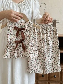 LMoss Kids 2pcs Baby Girl Ditsy Floral Sleeveless Top And Pants Set