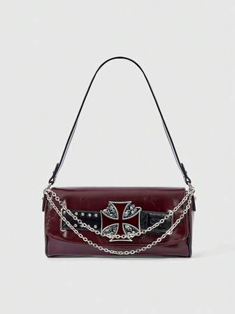 Grunge Punk Borsa a tracolla unica con teschio, borsa a tracolla punk rock chic con borchie per donne
