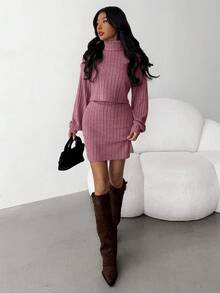 SHEIN Bộ 2 chiếc áo thun dài tay dệt kim họa tiết dành cho thiếu nữ, thoải mái và đa năng, phù hợp mặc ở nhà và ngoài trời. - Hồng - Xem 8
