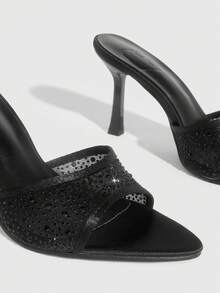 CUCCOO SZL Women's Fashionable & Elegant Rhinestone Embellished Heeled Sandals, Suitable For Commuting Valentine's Day