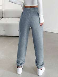 EURMUSE 100%Cotton Solid Elastic Waist Sweatpants