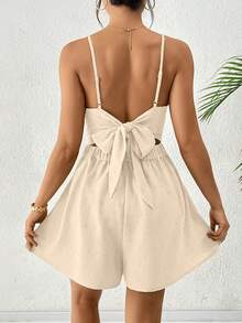 Glamine 女士纯色简约休闲连体裤 - 杏色 - 查看 2