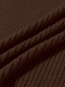 EMERY ROSE Women's Casual Solid Color Crew Neck Pullover Sweater, Autumn/Winter - Coffee Brown - View 5