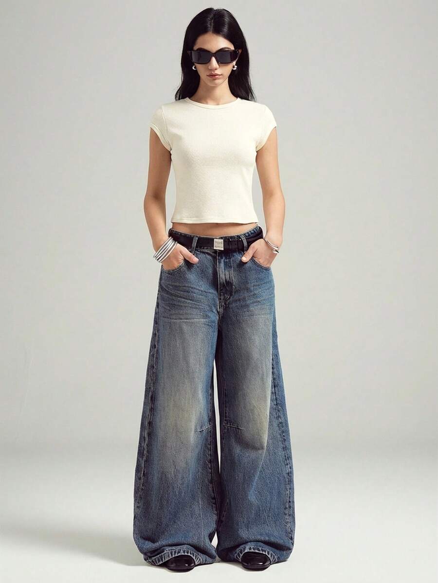 LYSMO Áo thun unisex, dáng rộng, màu mơ nhạt - Phong cách nghỉ dưỡng mùa xuân/hè. - Màu be - Xem 1