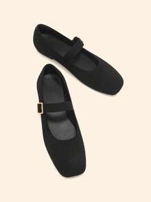 CUCCOO BASICS Zapatos planos casuales y versátiles con diseño de hebilla para mujer - Negro - Ver 8