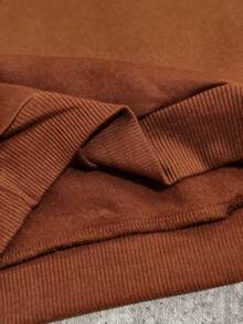 男童字母印花拉链连帽衫和裤子休闲套装 - 棕色 - 查看 8