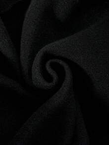 SHEIN 2 件套女童青少年白色花卉灰色抽绳运动衫和宽松长裤休闲运动装，秋冬 - 黑色 - 查看 6