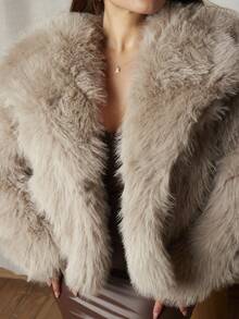Lupita Cardoza Fashionable Solid Color Faux Fur Coat For Autumn/Winter - Grey - View 5