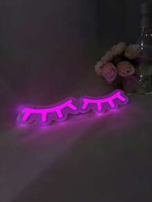LED Eyelash, Neon Eyelash Room Sign - Fashionable Bedroom Wall Decor, Eyelash Extension Business Or Cool Art Room, USB Powered, Easy To Hang Design, Bedroom Wall Decor | Modern Wall Art | Easytohang Sign - Pink - View 2