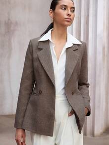 Aveloria Modichic Áo khoác blazer nữ thời trang, thanh lịch, đa năng, chất liệu len cao cấp, dáng rộng, có đệm vai, phong cách retro. - Nhiều màu - Xem 3