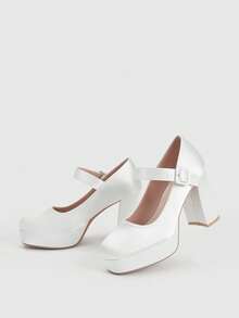 CUCCOO LuxiPop 女士厚底时尚搭扣高跟鞋，适合派对场合 - 杏色 - 查看 6