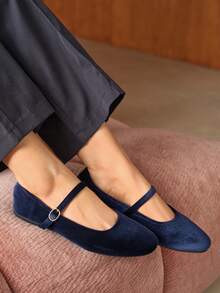 Rosivie Women's Casual Versatile Commute Simple Buckle Flats Valentine's Day - Blue - View 5