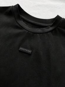 AXEPEAK Men's Letter Graphic Crew Neck Casual Loose Tank Top - Black - View 4