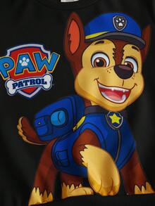 SHEIN | PAW Patrol 2pcs/Set Young Boy Cartoon Puppy Print Crew Neck Long Sleeve Sweatshirt And Long Sweatpants Casual Sports Outfit, Spring/Autumn - Black - View 3