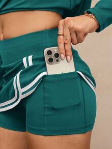 Activina Váy thể thao ngắn quấn sọc mùa hè kiểu dáng thường ngày - Màu xanh Ô liu - Xem 7