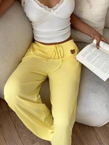 CovetEZ Women's Casual Wear 2026 New Style Basic Sweet Fashion Home Wear Versatile Yellow Cartoon Cute Bear Casual Pants - Pale Yellow - View 6