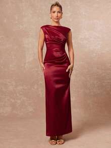 Lumalex Đầm ôm sát không tay cổ thuyền xếp ly eo mềm mại bằng satin bóng mượt mùa xuân sớm cho nữ, sang trọng, thích hợp cho năm mới, phong cách mới, dự tiệc prom, tụ họp, tiệc chiêu đãi, kín đáo, lấp lánh, tiệc tùng, lễ hội, đi chơi, kỳ nghỉ, ngoài trời, nhiều lớp, mùa cưới, tiệc tùng, ID Al-Adha, tiệc năm mới, phong cách dự tiệc, đầm dự tiệc mùa thu. - Đỏ - Xem 8